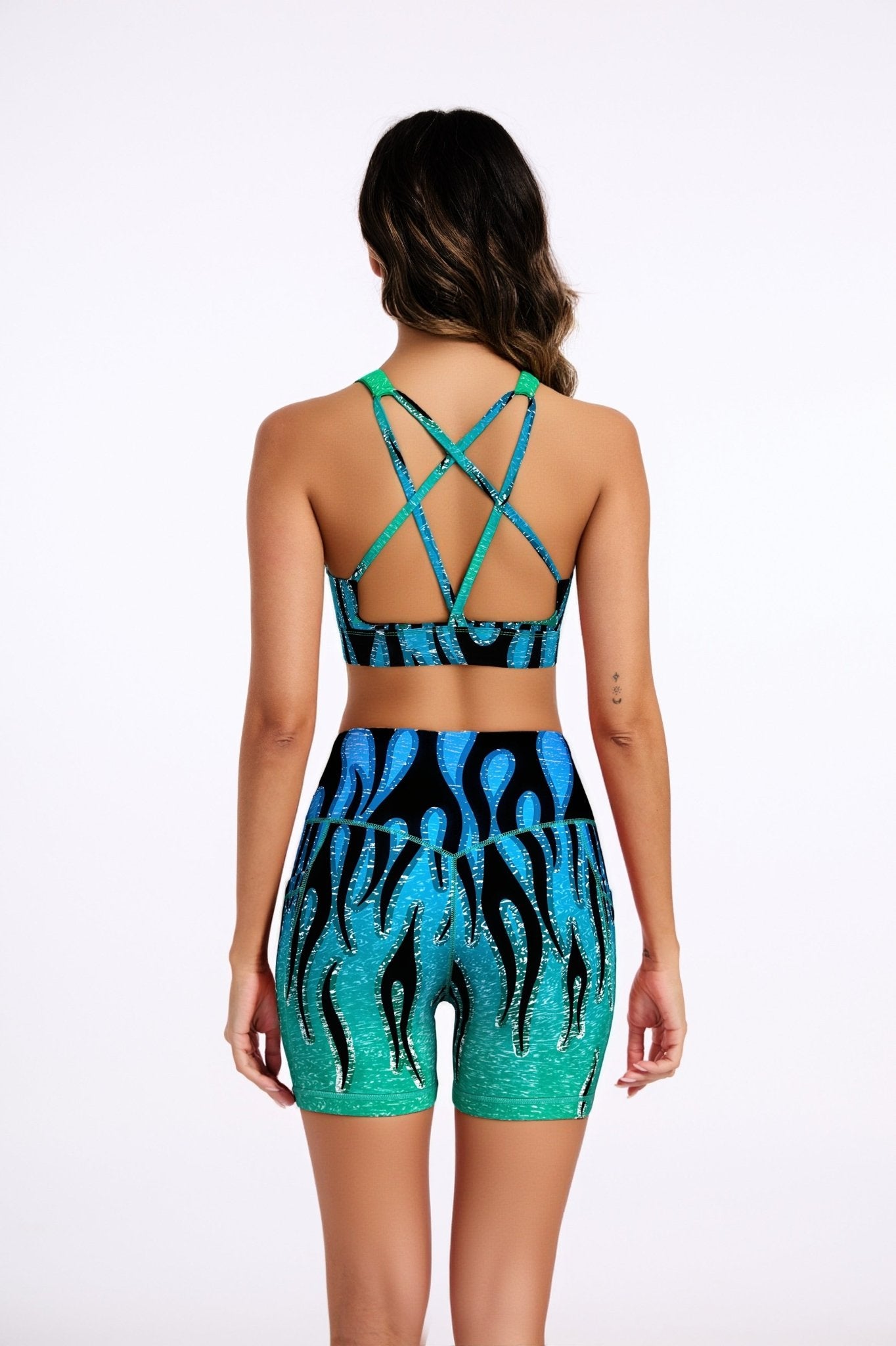 *Pre - Order* Flame V - shape Strappy Sports Bra - Green - MYSILVERWIND