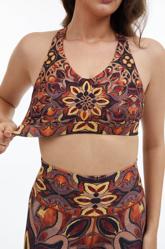 *Pre - Order* Glow Mandala V - shape Strappy Sports Bra - MYSILVERWIND