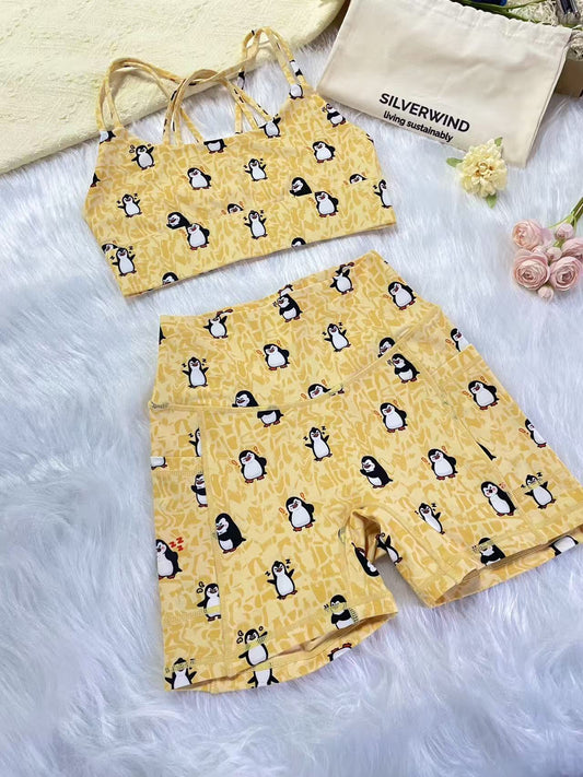 *Pre - Order* Happy Penguins Limited Workout Set - Yellow - MYSILVERWIND