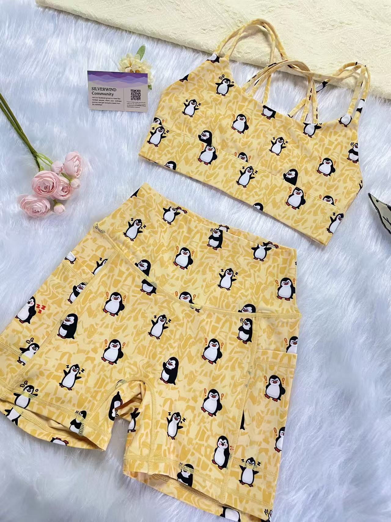 *Pre - Order* Happy Penguins Limited Workout Set - Yellow - MYSILVERWIND