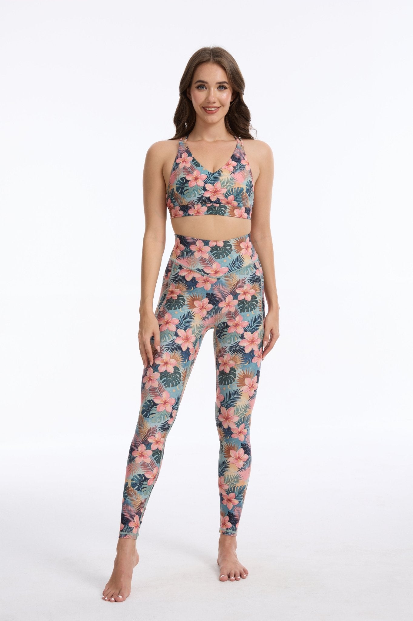 *Pre-Order* Hibiscus Jungle High-waisted Leggings With Pockets - MYSILVERWIND