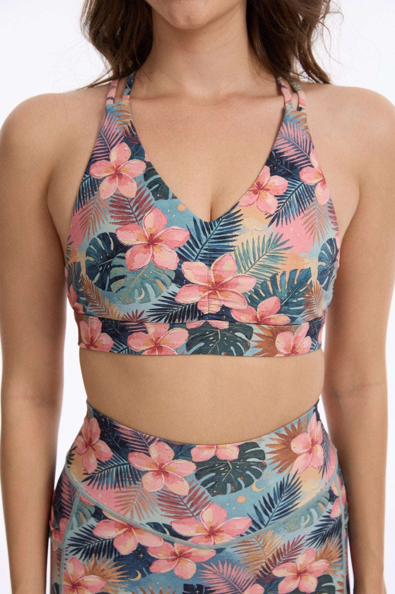 *Pre-Order* Hibiscus Jungle Strappy Sports Bra - MYSILVERWIND