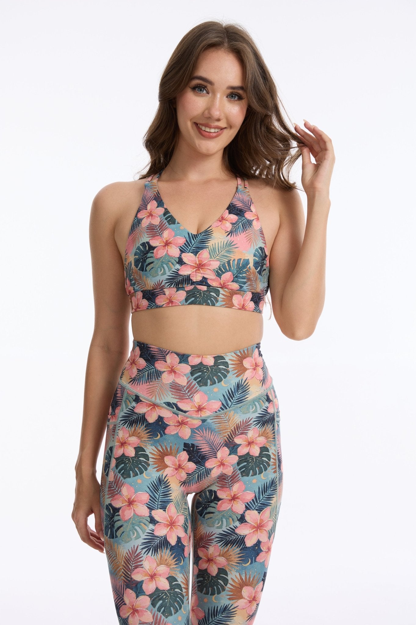*Pre-Order* Hibiscus Jungle Strappy Sports Bra - MYSILVERWIND