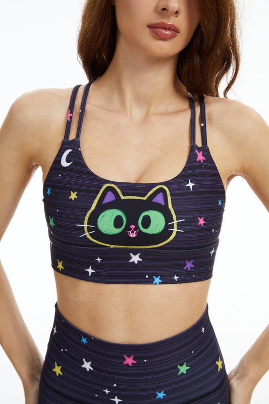 *Pre - Order* Magical Cats Strappy Sports Bra - MYSILVERWIND