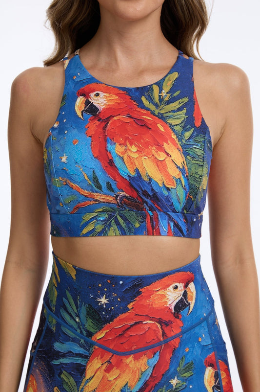 *Pre-Order* Midnight Macaw Criss Cross Tank Top Bra - MYSILVERWIND