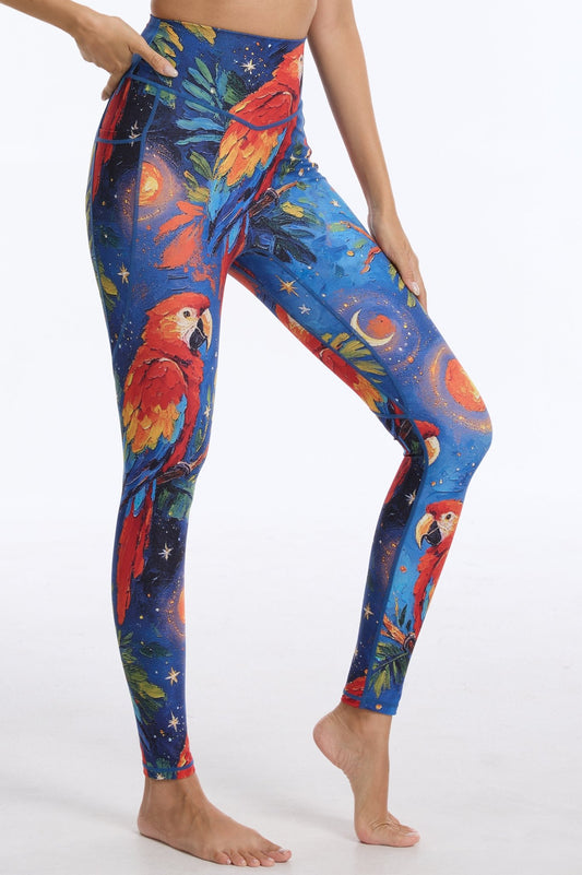 *Pre-Order* Midnight Macaw High-waisted Leggings with Pockets - MYSILVERWIND