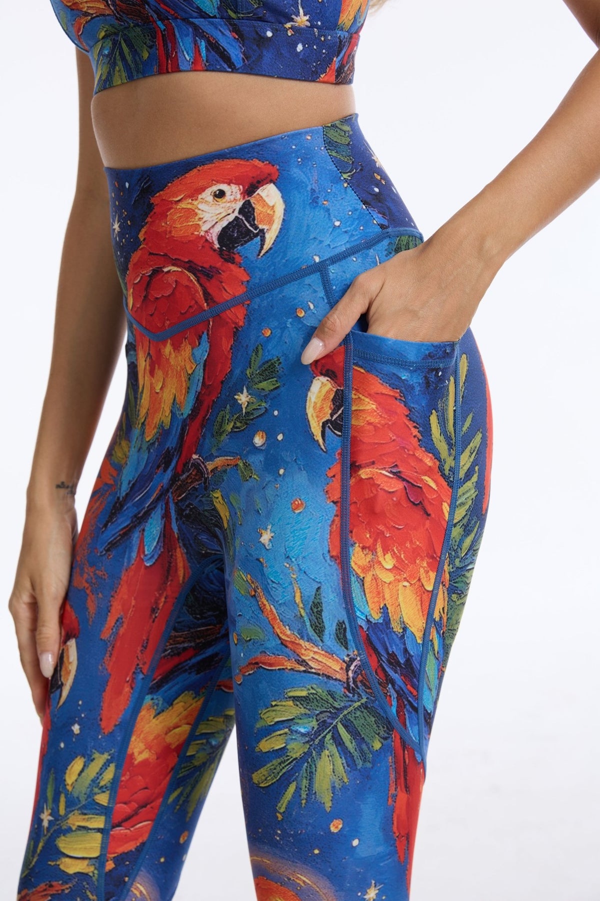 *Pre-Order* Midnight Macaw High-waisted Leggings with Pockets - MYSILVERWIND