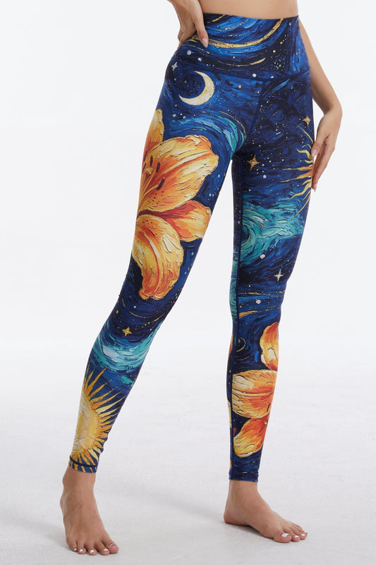 *Pre-Order* Night Sky Lily High-waisted Leggings - MYSILVERWIND