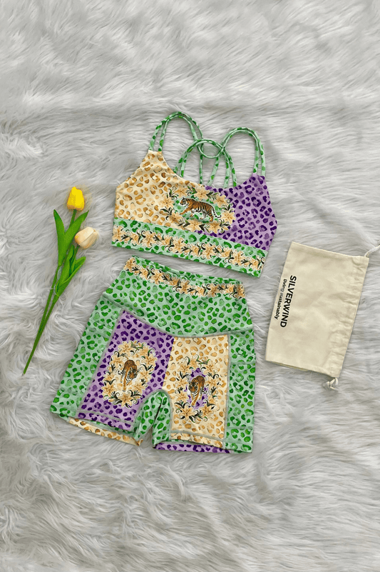 *Pre-Order* Patchwork Lilac Tiger Limited Workout Set - MYSILVERWIND