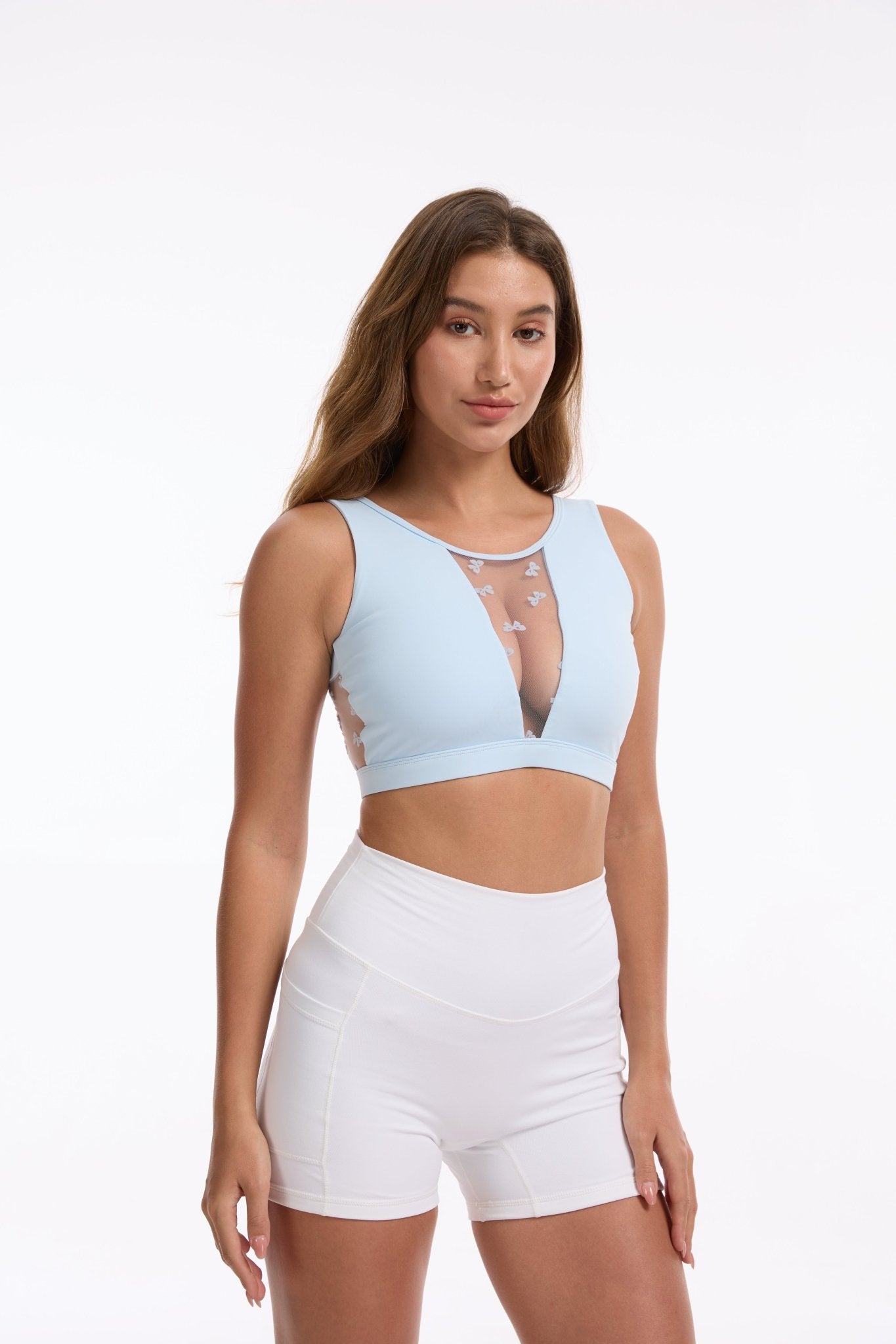 *Pre - order* Ribbon Bow Mesh Bra - Baby Blue - MYSILVERWIND