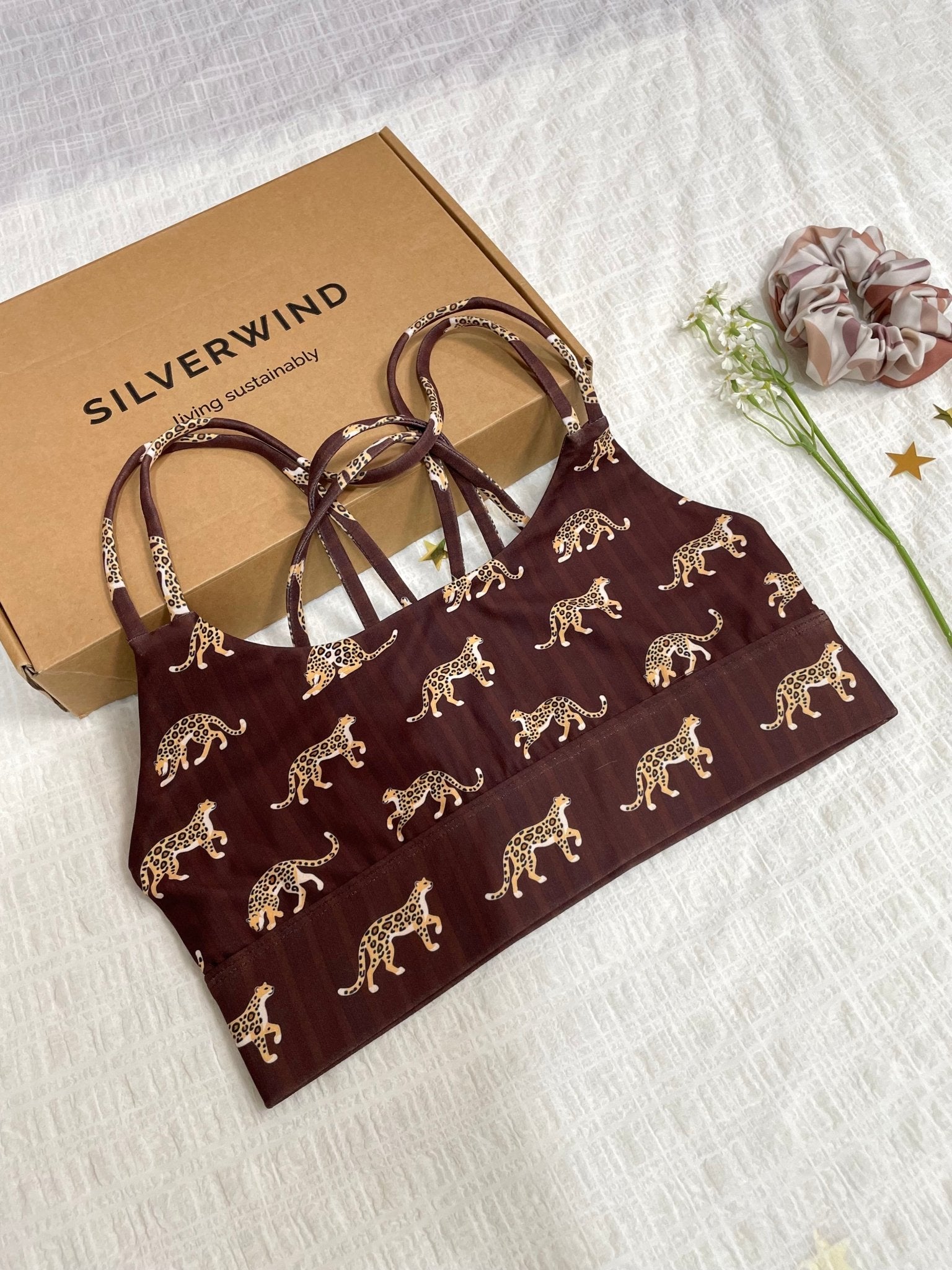 *Pre - Order* Stripe Leopard Limited Workout Set - Reddish Brown - MYSILVERWIND