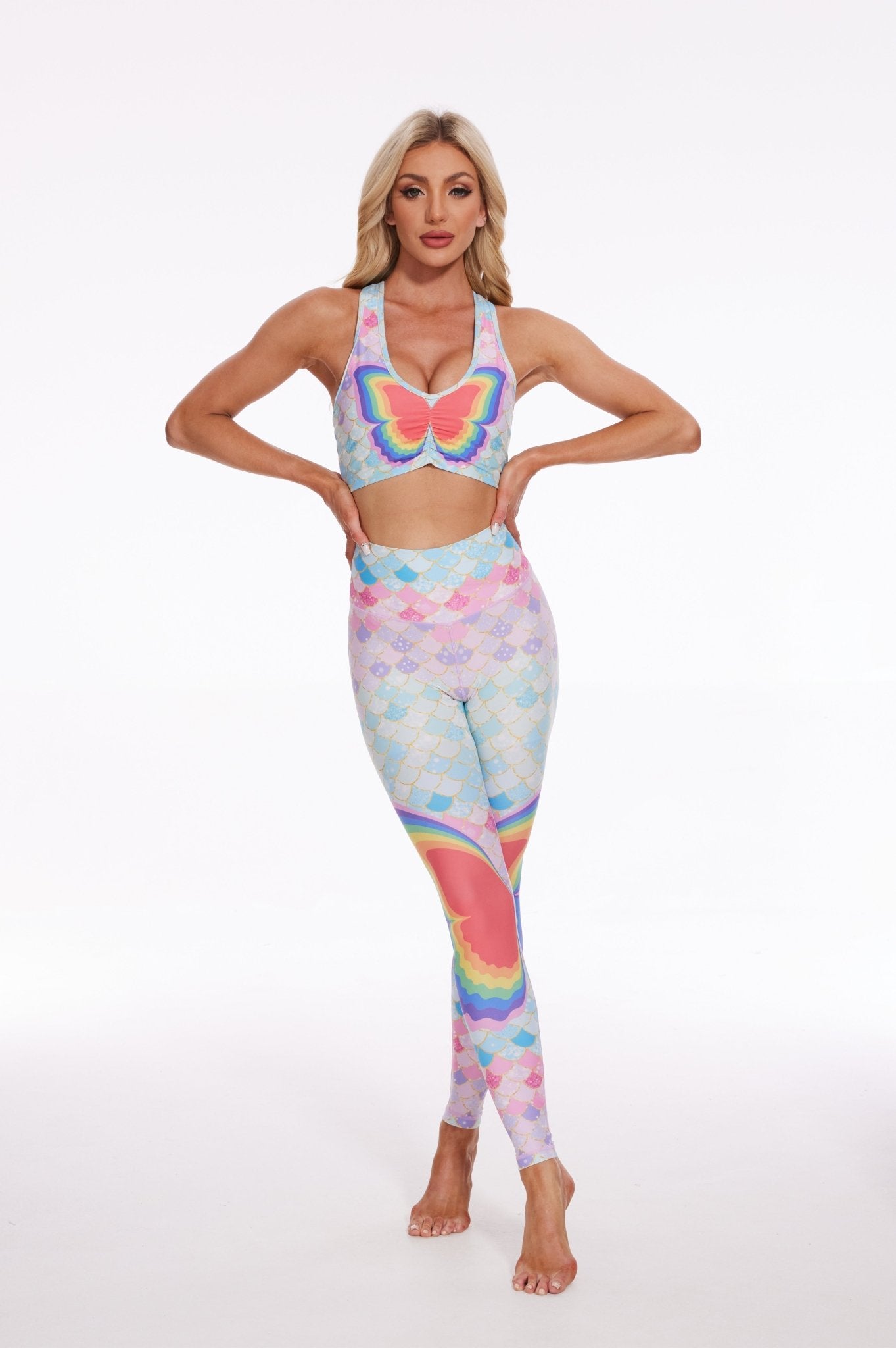 Pride Butterfly Wings Mermaid Racerback Sports Bra - MYSILVERWIND