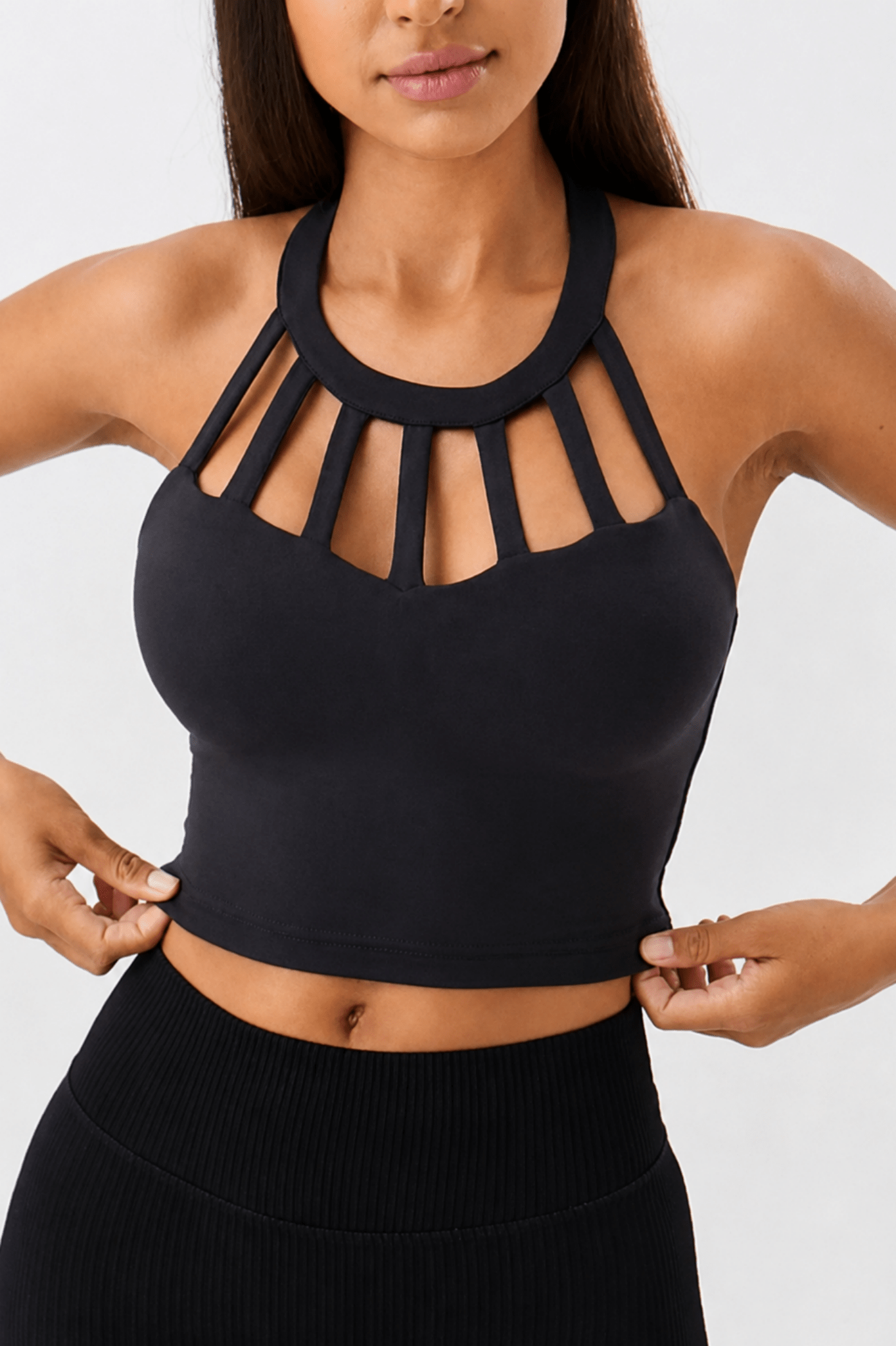 Radiance High-Neck Cutout Light-Support Sports Bra - MYSILVERWIND