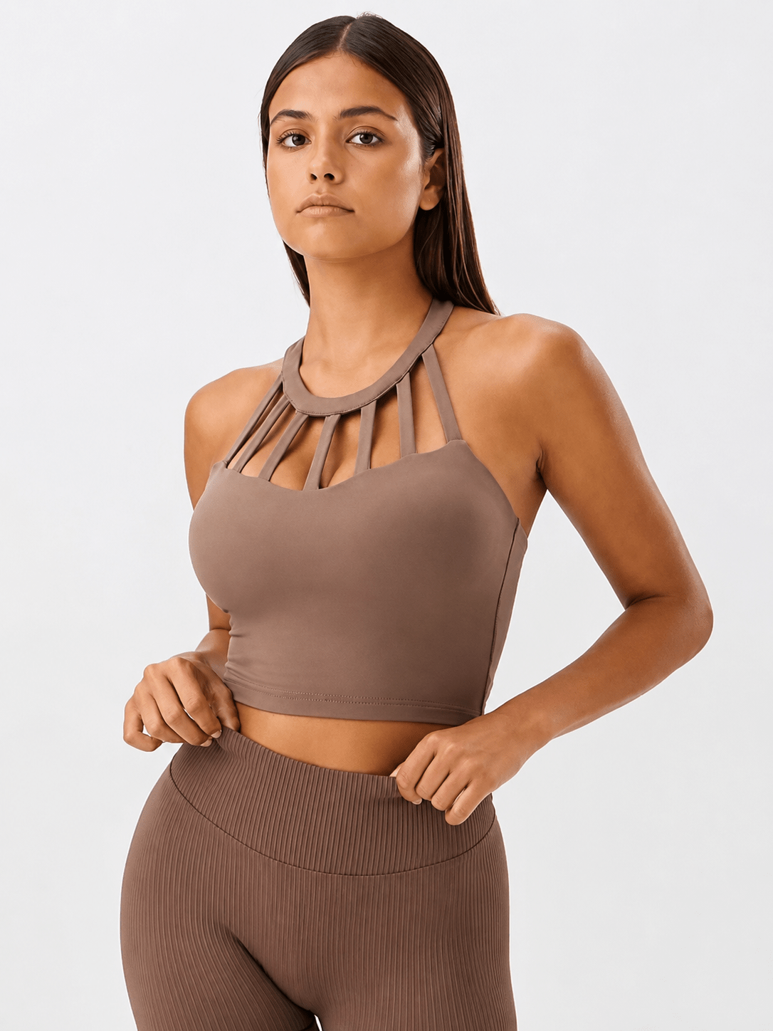 Radiance High-Neck Cutout Light-Support Sports Bra - MYSILVERWIND