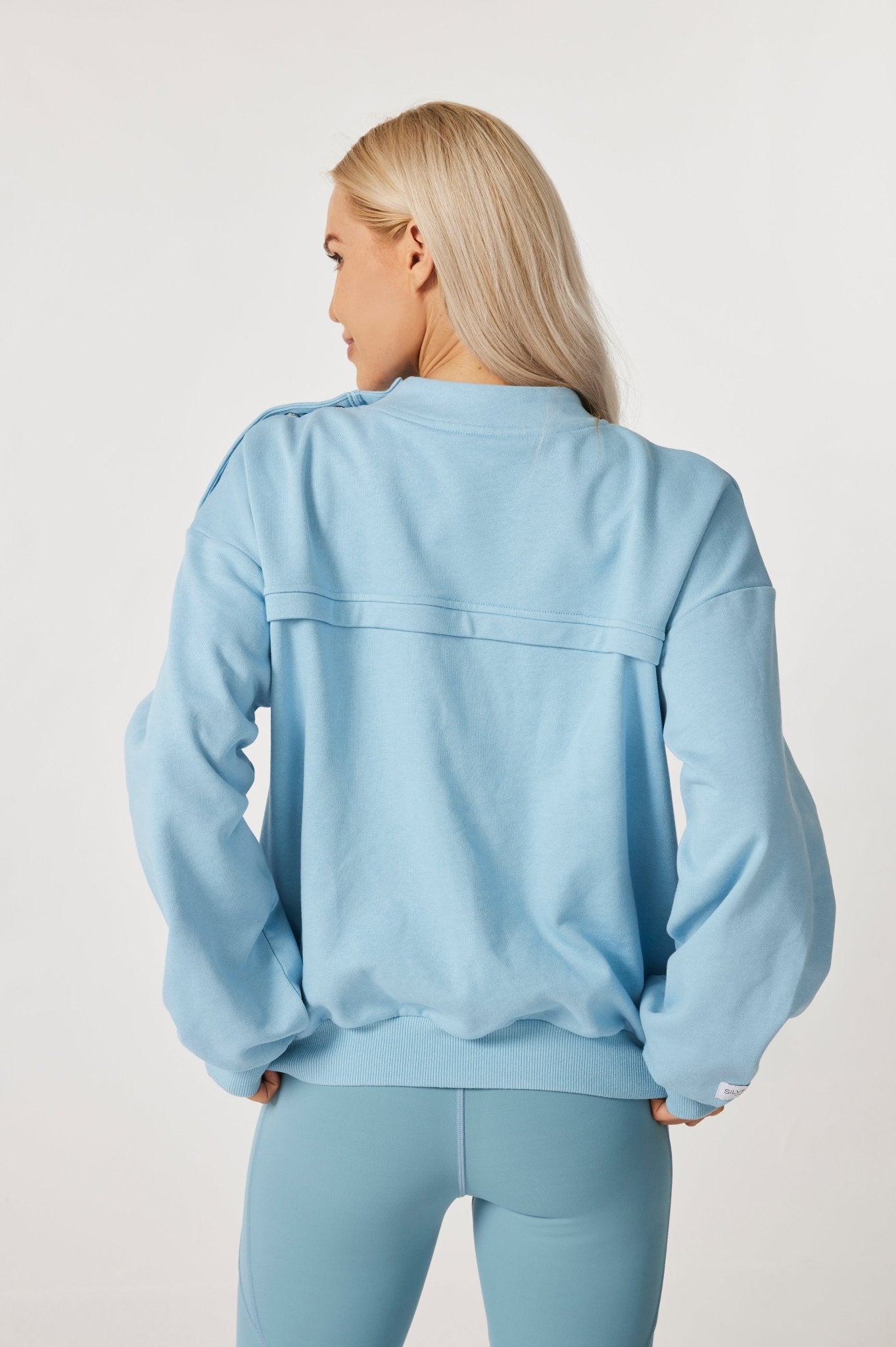 Relaxed Two - way Oversized Sweatshirt - Calm Blue - MYSILVERWIND