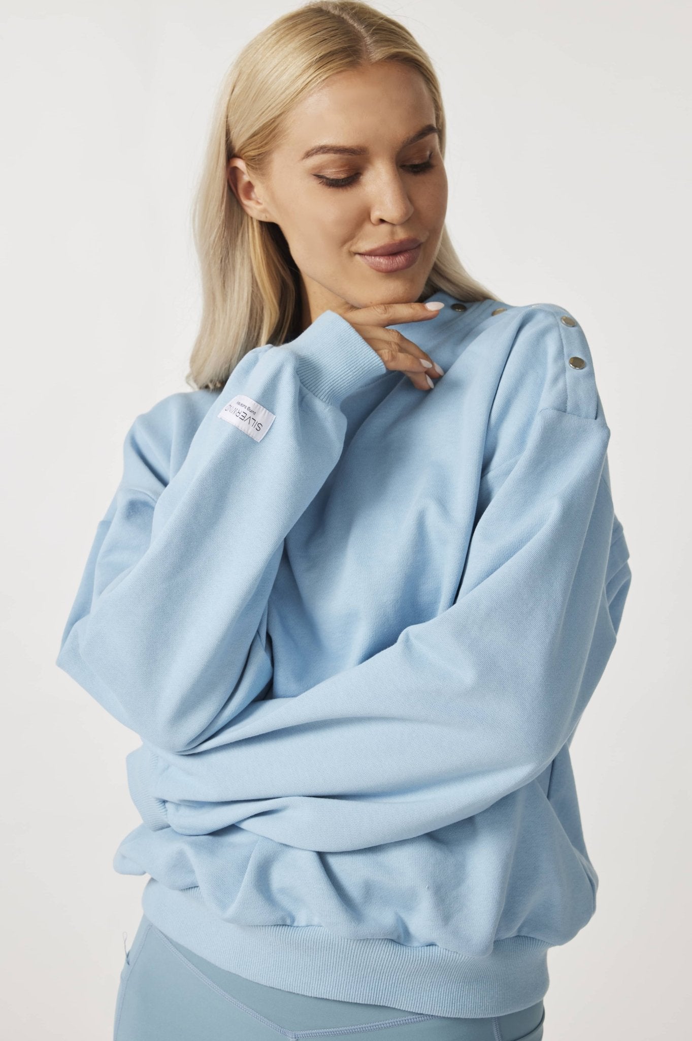 Relaxed Two - way Oversized Sweatshirt - Calm Blue - MYSILVERWIND