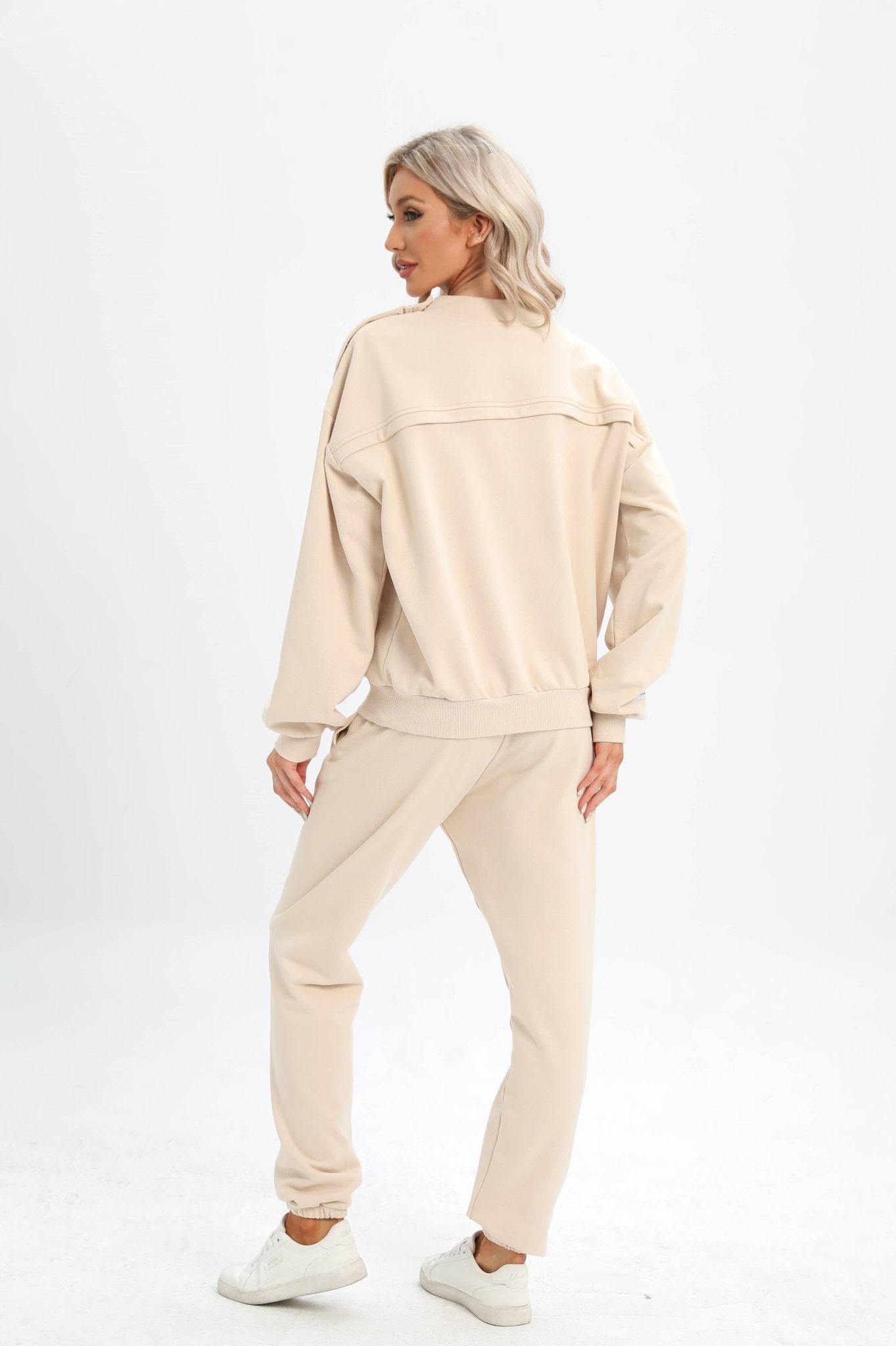 Relaxed Two - way Oversized Sweatshirt - Cosmic Latte - MYSILVERWIND