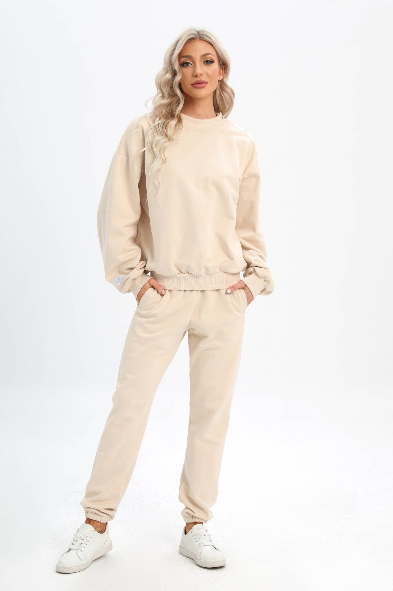 Relaxed Two - way Oversized Sweatshirt - Cosmic Latte - MYSILVERWIND
