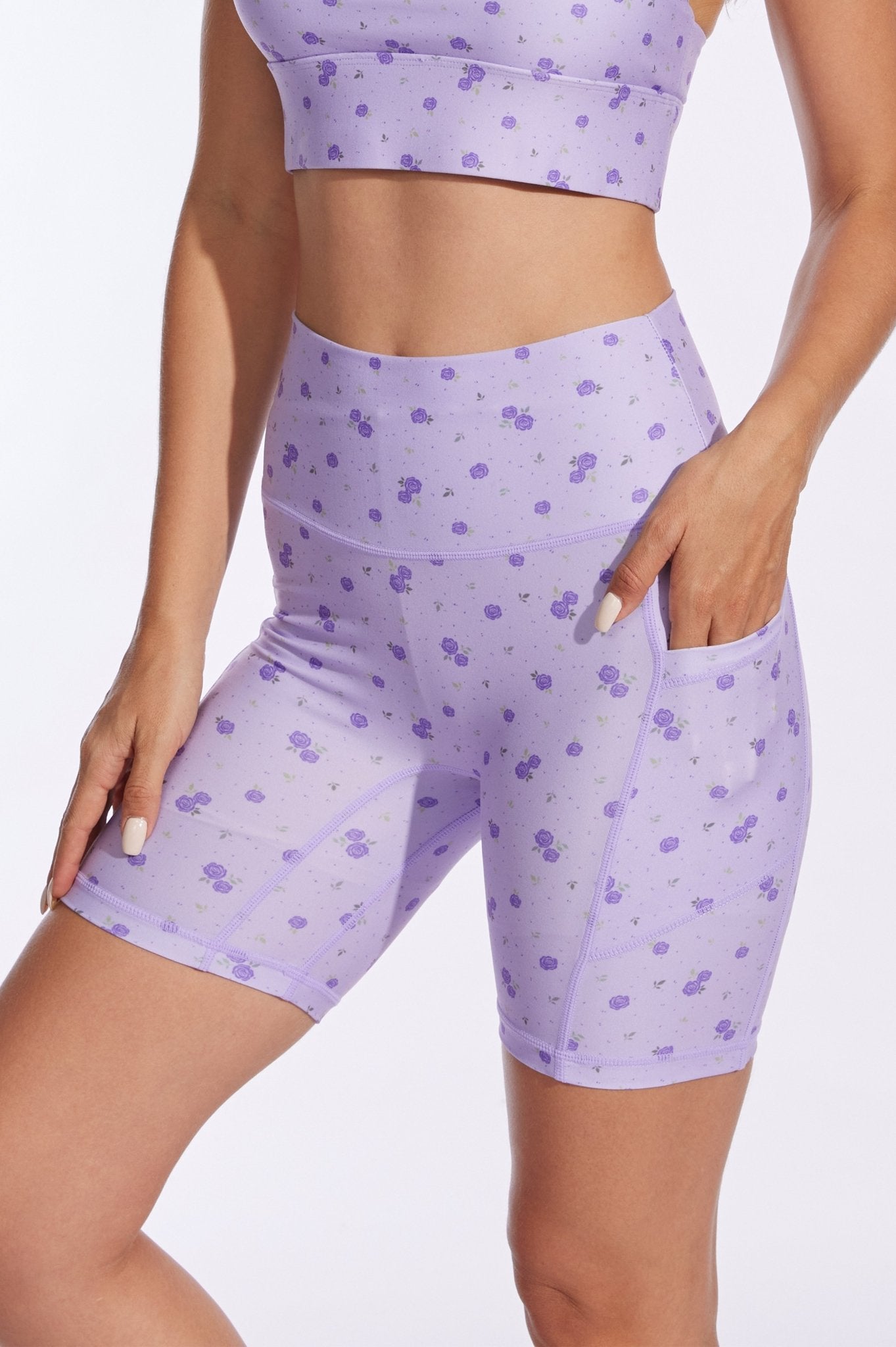 Romantic Purple Rose High - waisted Shorts - MYSILVERWIND