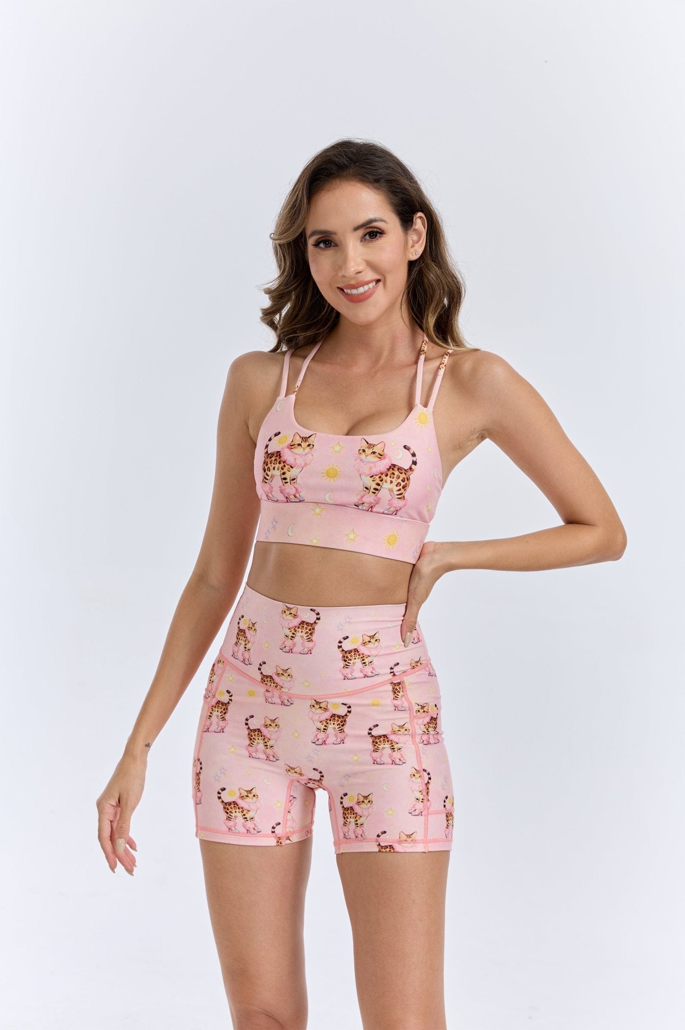Sassy Leopard Kitty High - waisted Shorts With Pockets - MYSILVERWIND
