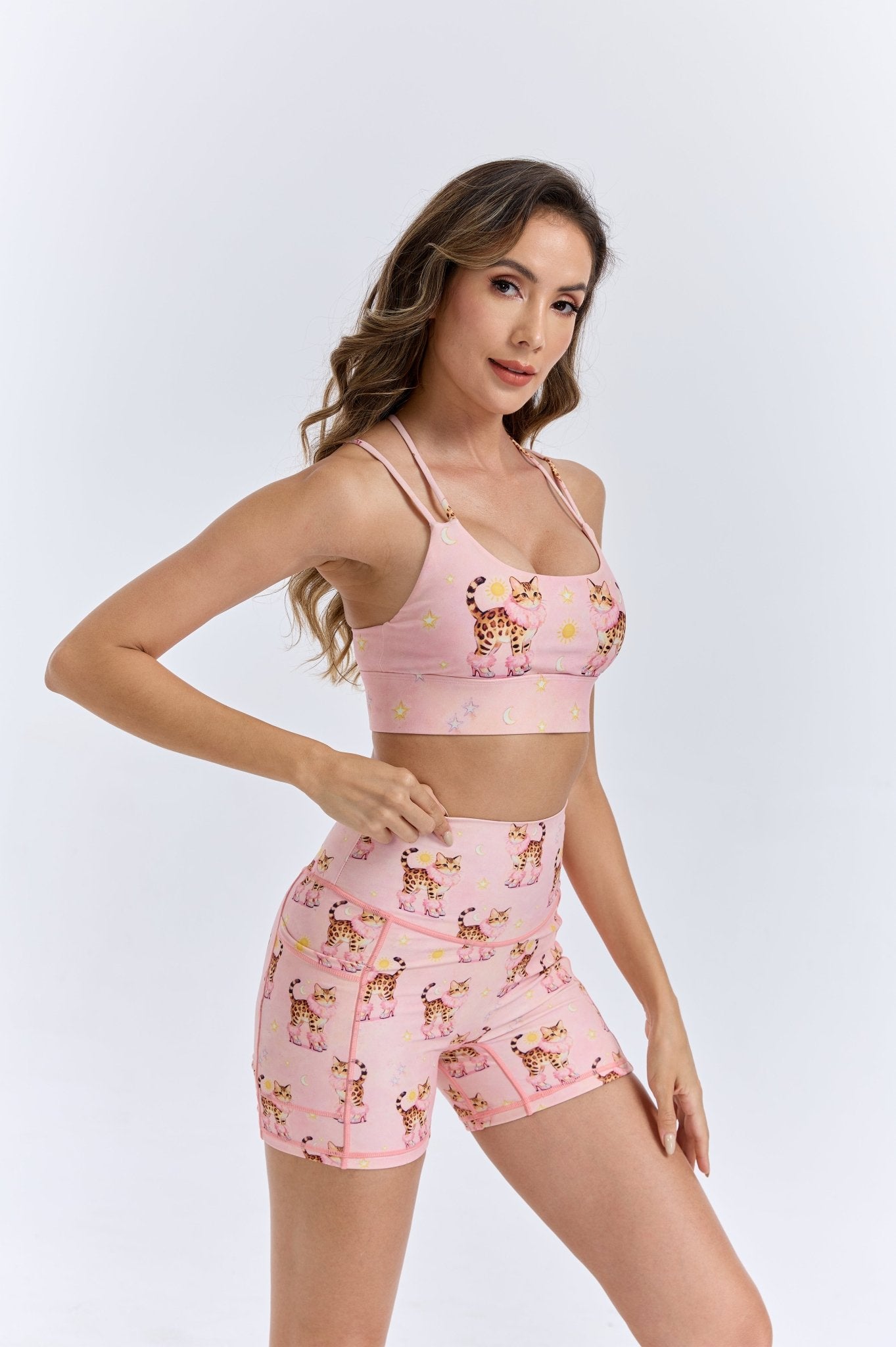 Sassy Leopard Kitty High - waisted Shorts With Pockets - MYSILVERWIND
