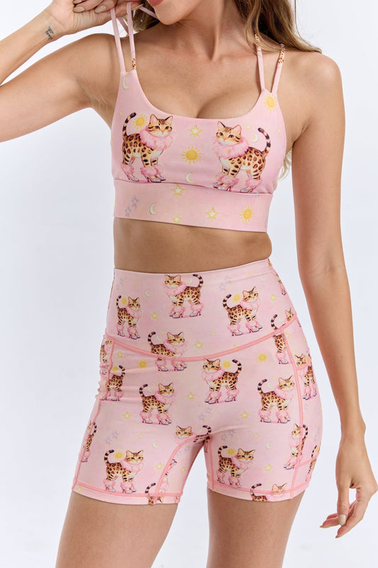 Sassy Leopard Kitty Strappy Sports Bra - MYSILVERWIND
