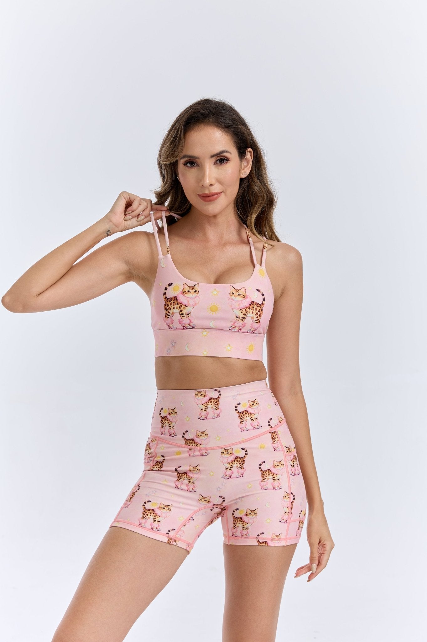 Sassy Leopard Kitty Strappy Sports Bra - MYSILVERWIND