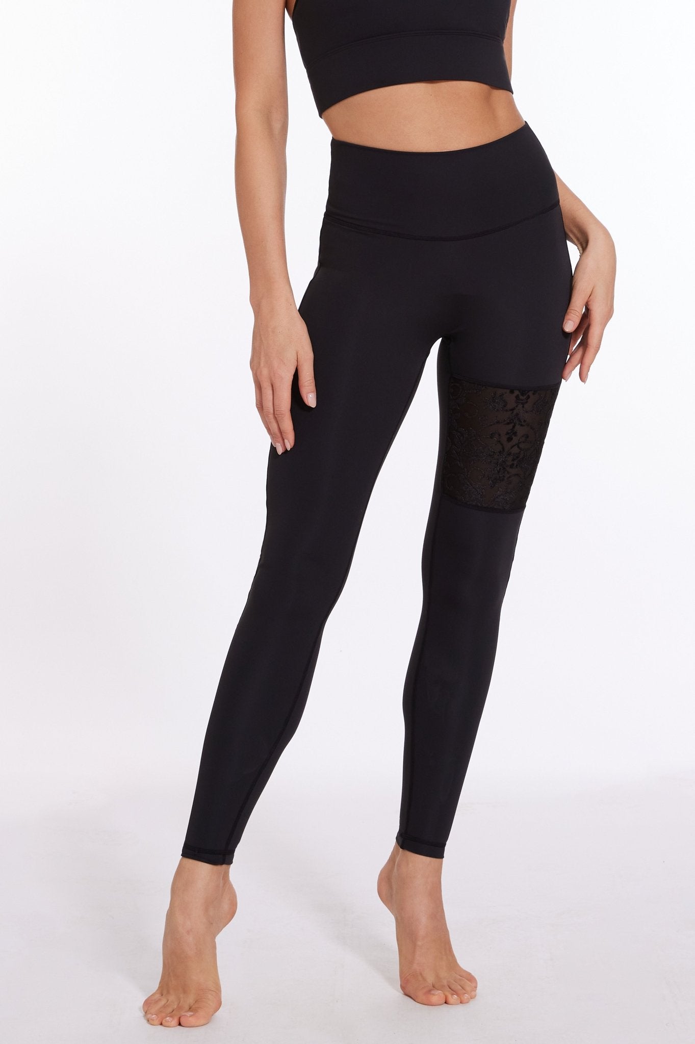 Sexy Flora High - waisted Leggings - Vintage Black - MYSILVERWIND