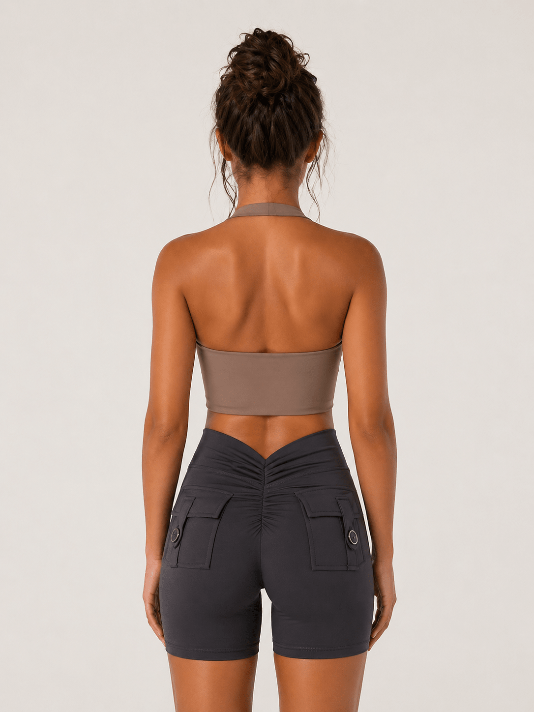 Siren Halter Cut - Out Sports Bra - Beige - MYSILVERWIND