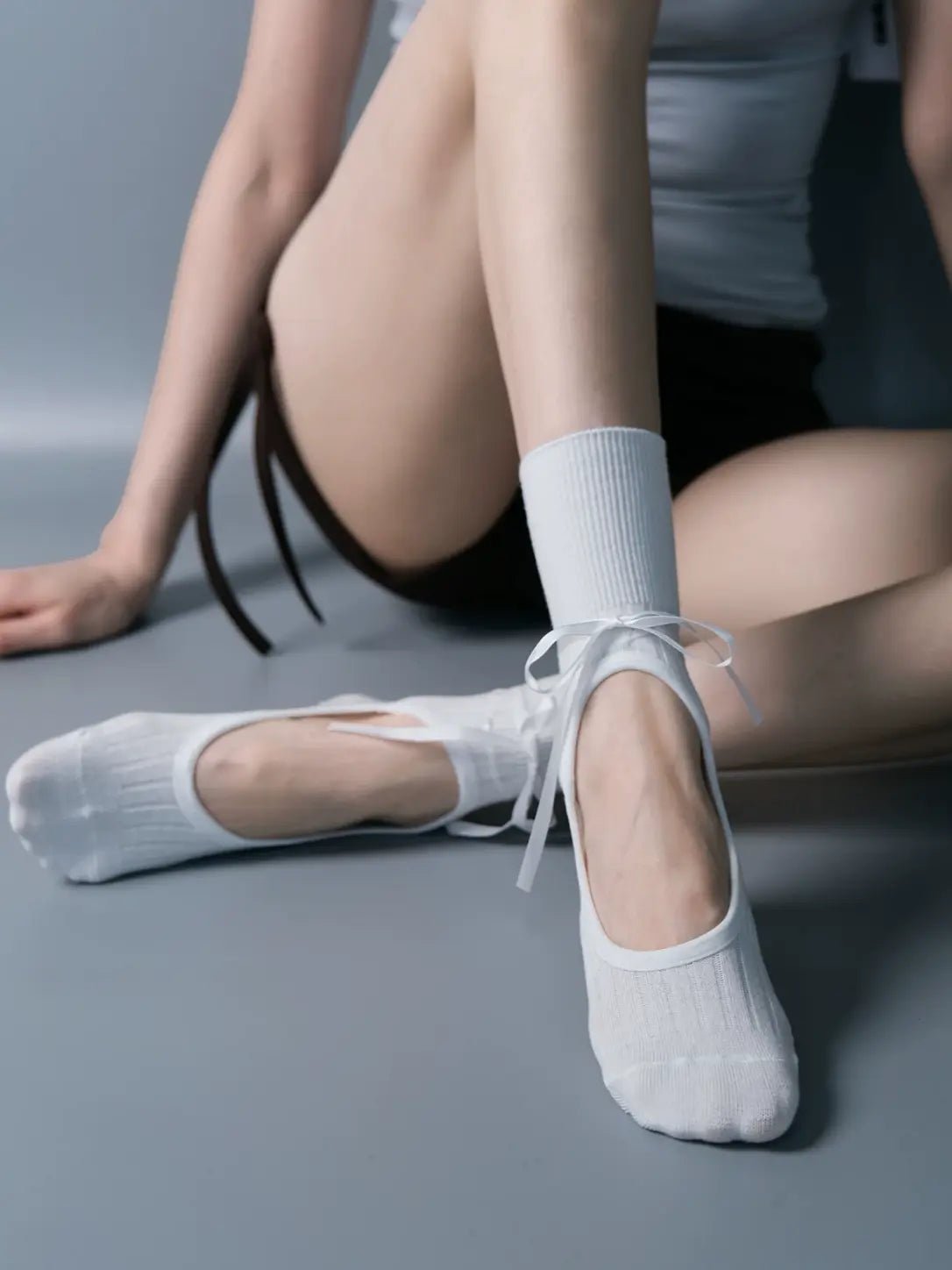 Soleveil™ Korean-Style Mid-Calf Ribbon Grip Pilates Socks - MYSILVERWIND