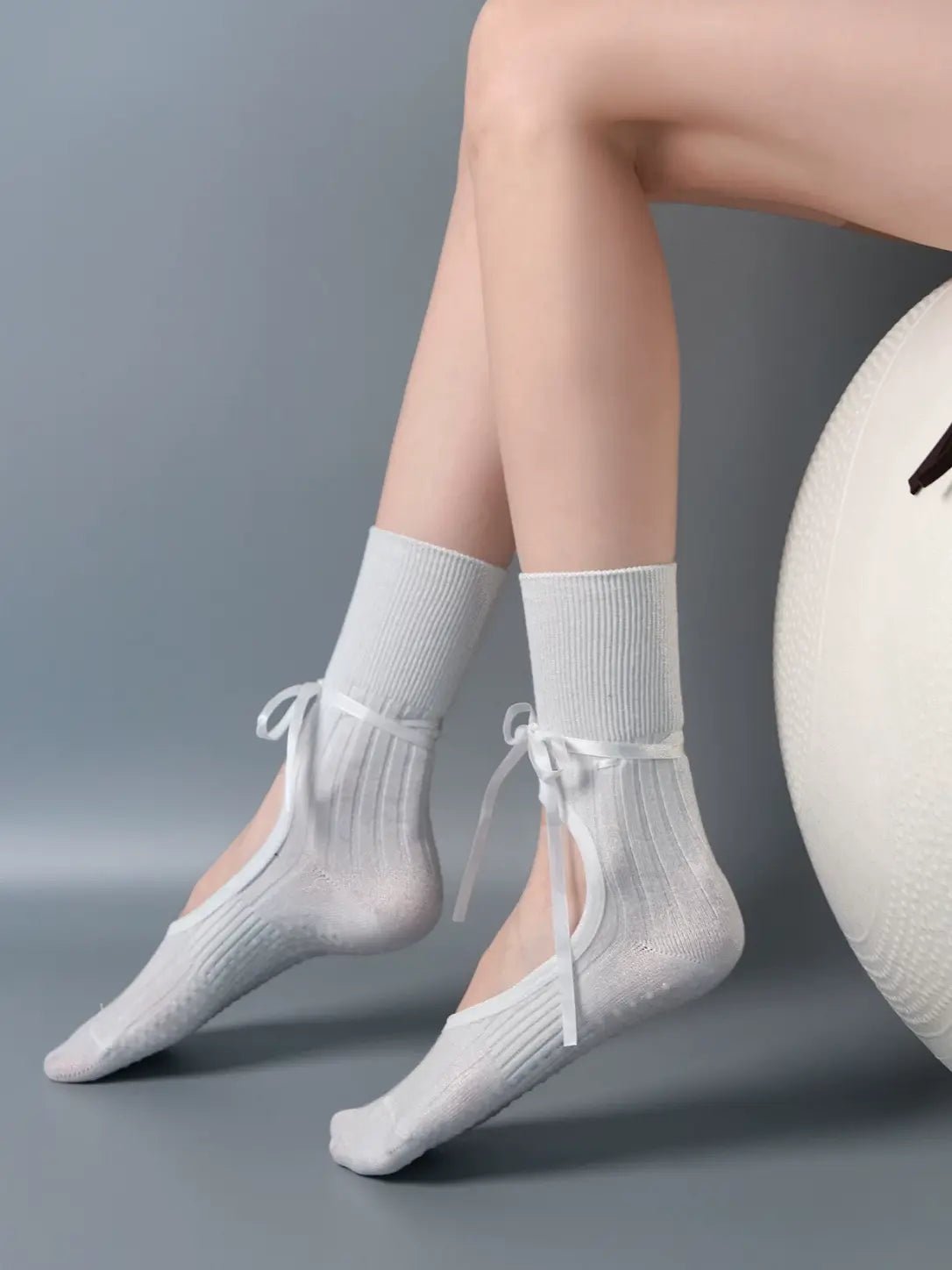 Soleveil™ Korean-Style Mid-Calf Ribbon Grip Pilates Socks - MYSILVERWIND