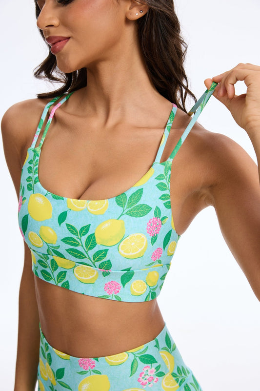 Sunny Lemon Talk Strappy Sports Bra - MYSILVERWIND