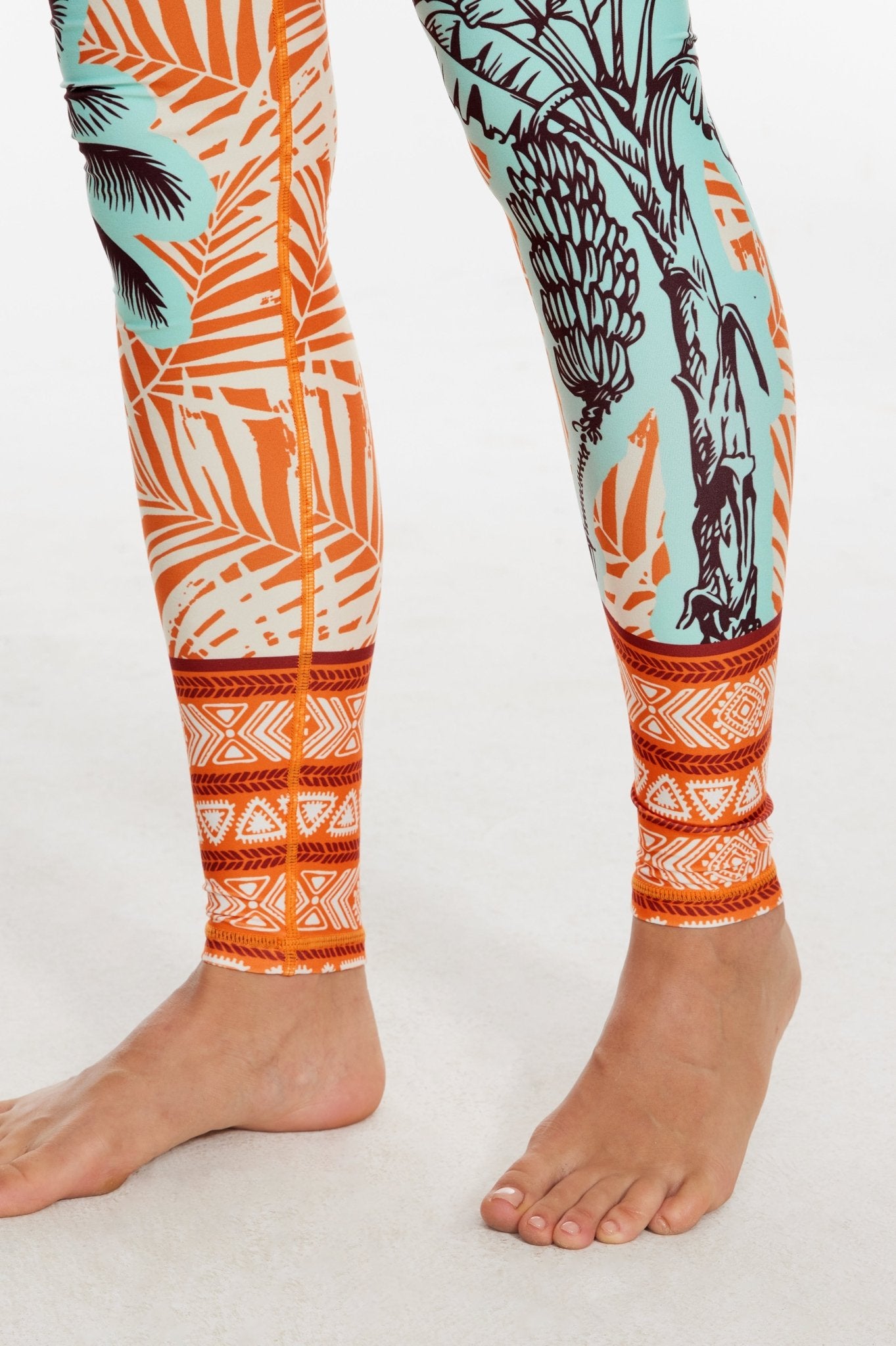 Sunset Palms High - waisted Leggings - Orange - MYSILVERWIND