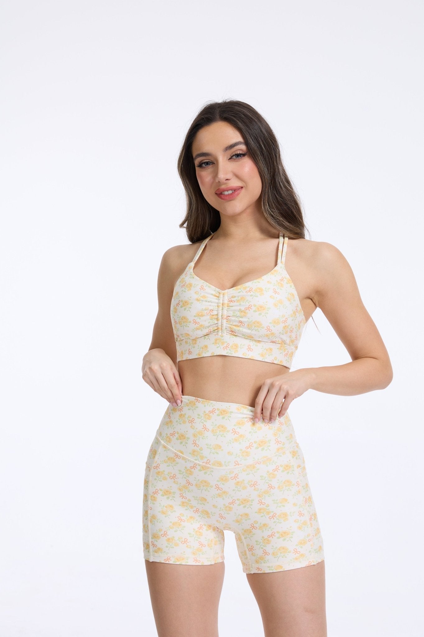 Sunshine Garden High - waisted Shorts With Pockets - MYSILVERWIND