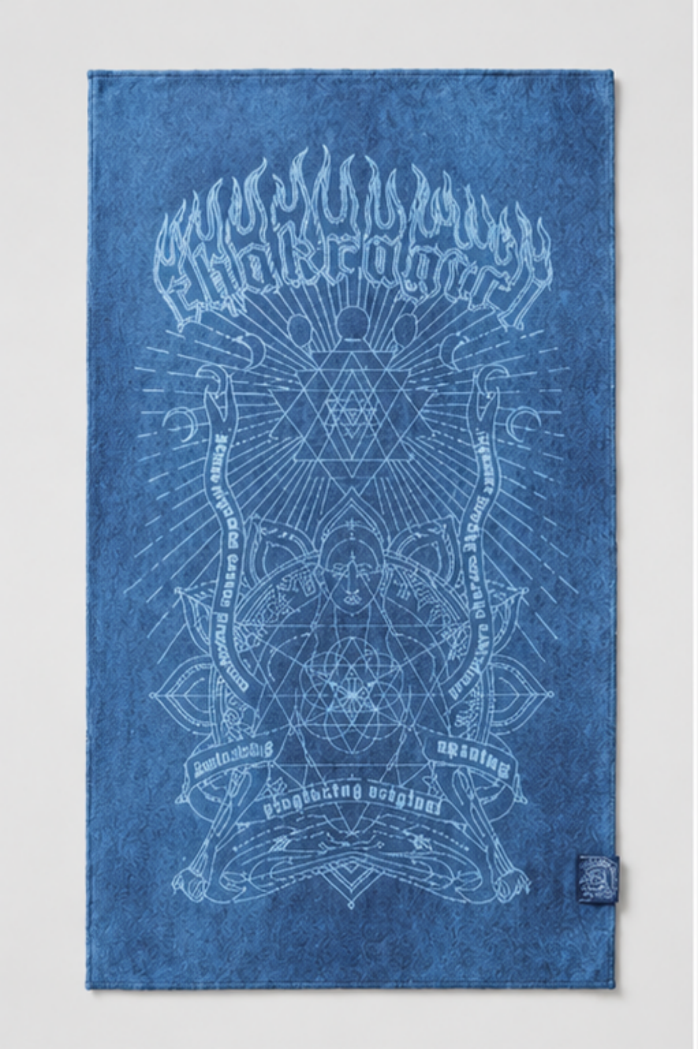 Blue Chakra Energy Double-Sided Print Yoga Hand Towel
