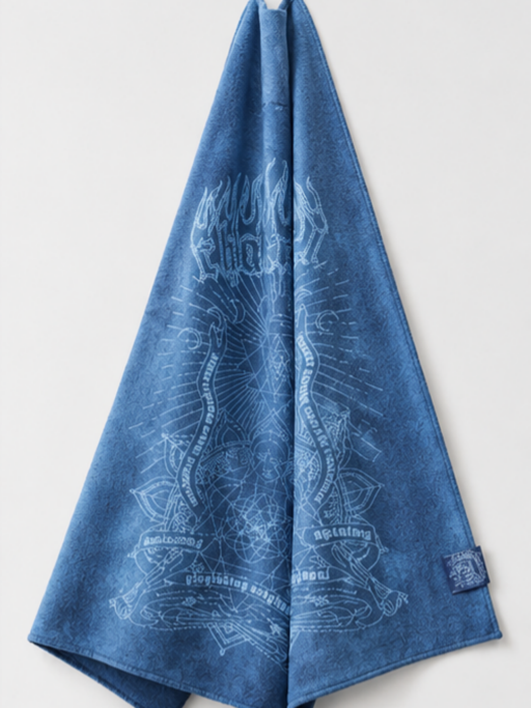 Blue Chakra Energy Double-Sided Print Yoga Hand Towel