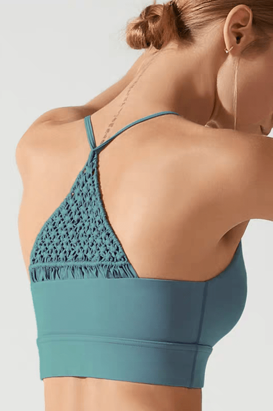 Triangle Handwoven Back Sports Bra - Green (Each piece is crafted over 100 days—please do not measure it by the standards of mechanical replication.） - MYSILVERWIND