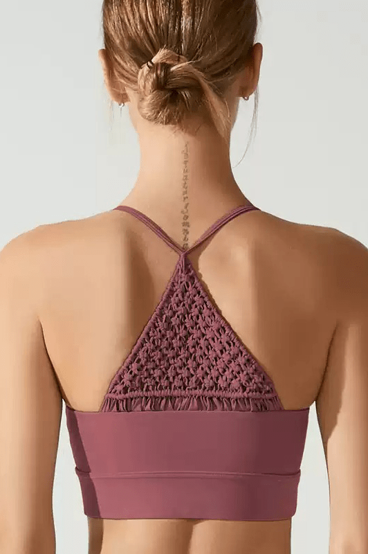 Triangle Handwoven Back Sports Bra - Red (Each piece is crafted over 100 days—please do not measure it by the standards of mechanical replication.） - MYSILVERWIND