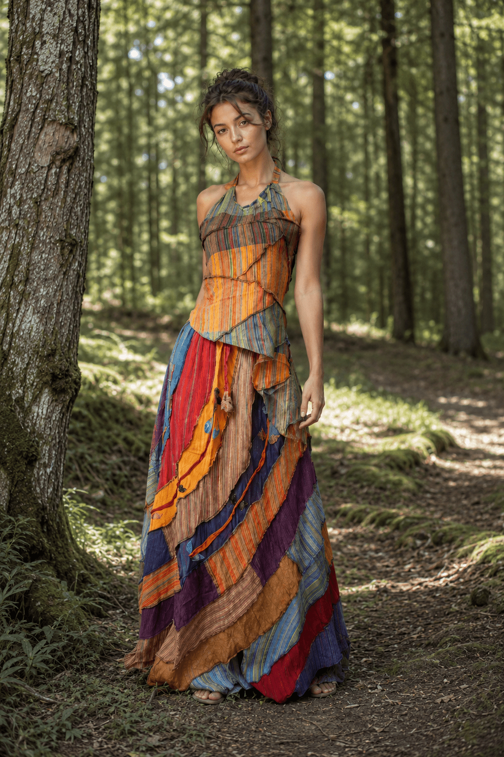 Wanderweave Boho Patchwork Halter Maxi Dress - MYSILVERWIND