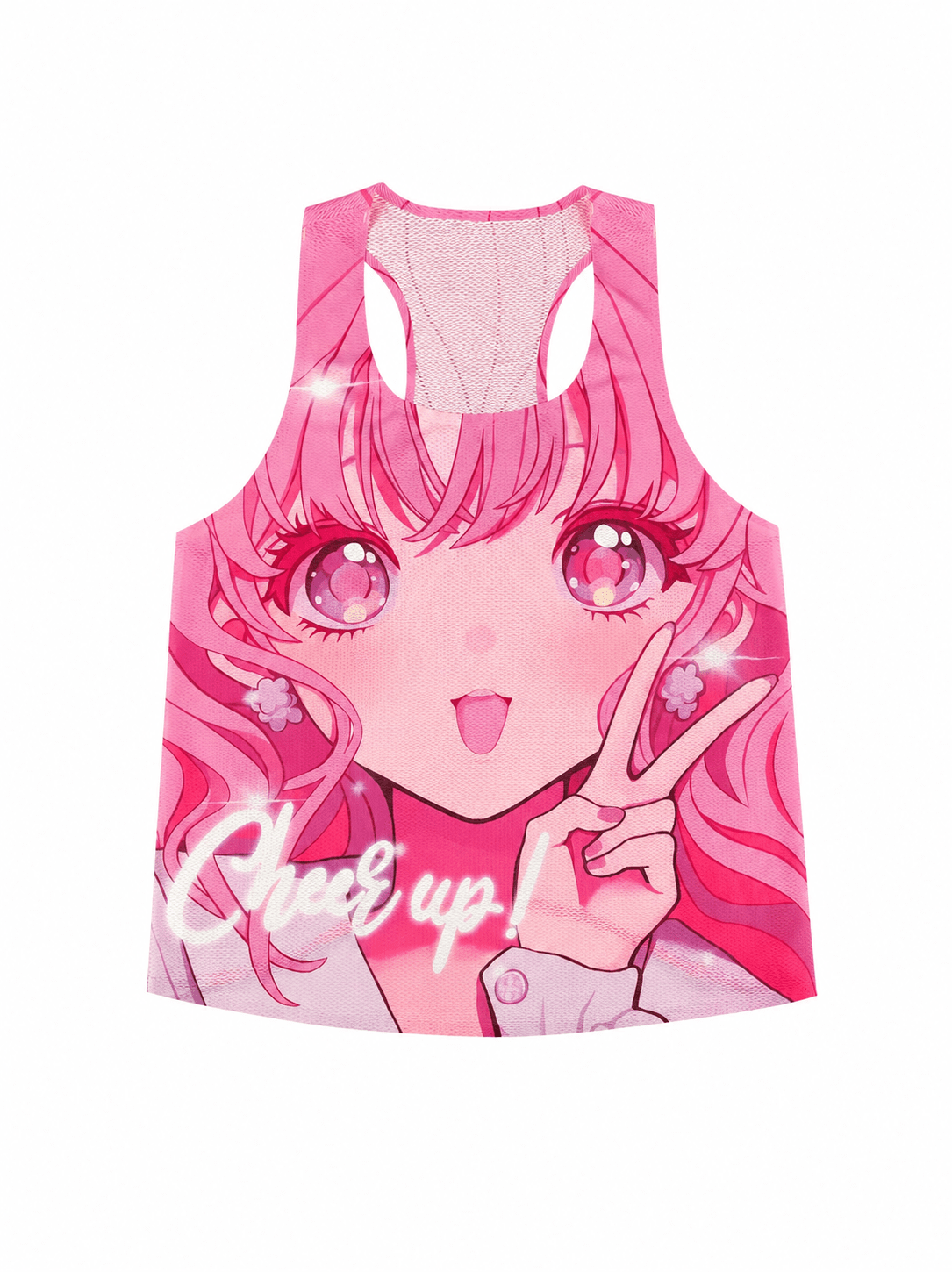 Y2K Pink Anime Marathon Racerback Running Tank Performance Training Vest - MYSILVERWIND