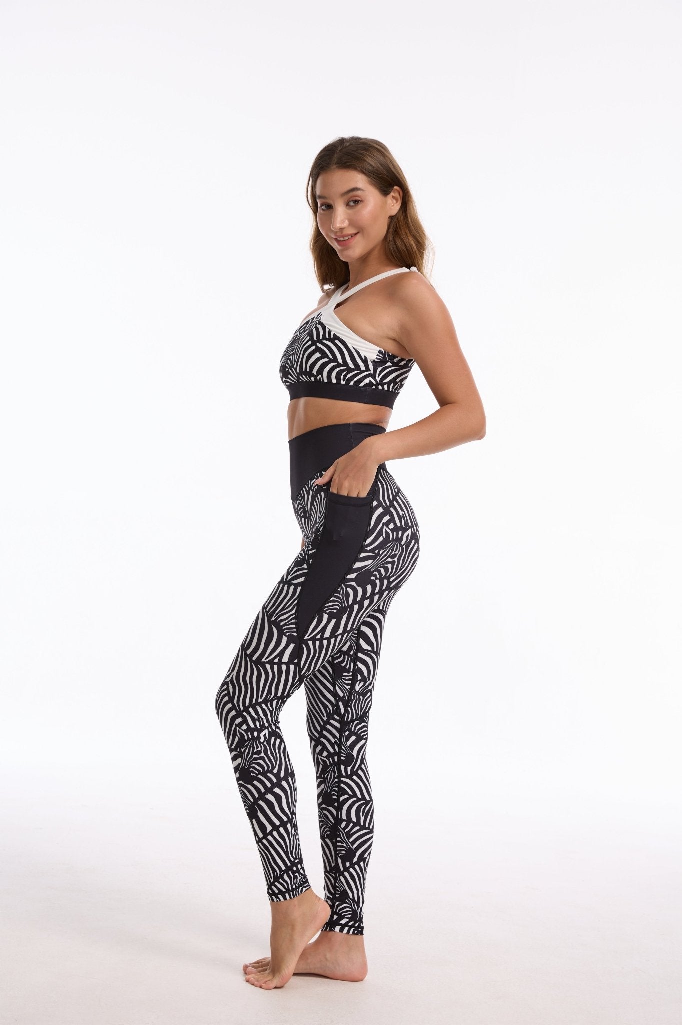 Zebra High - waisted Leggings With Pockets - MYSILVERWIND