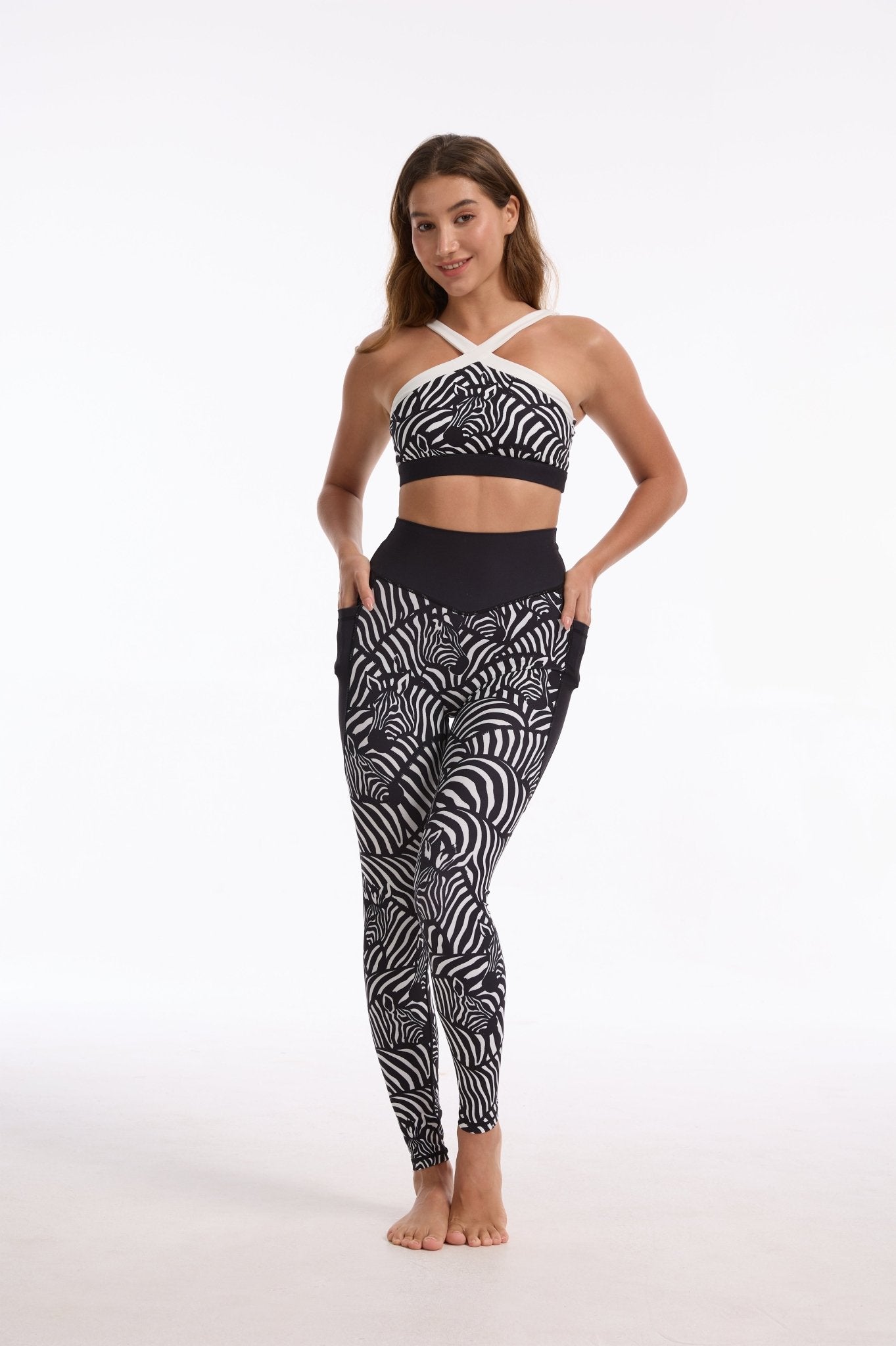 Zebra High - waisted Leggings With Pockets - MYSILVERWIND