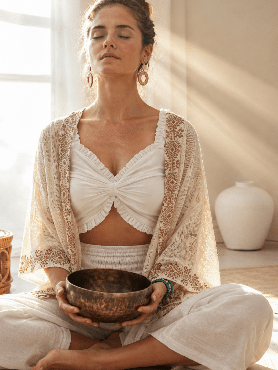 Zenara Hand-Printed Linen Openwork Kimono Cardigan - MYSILVERWIND
