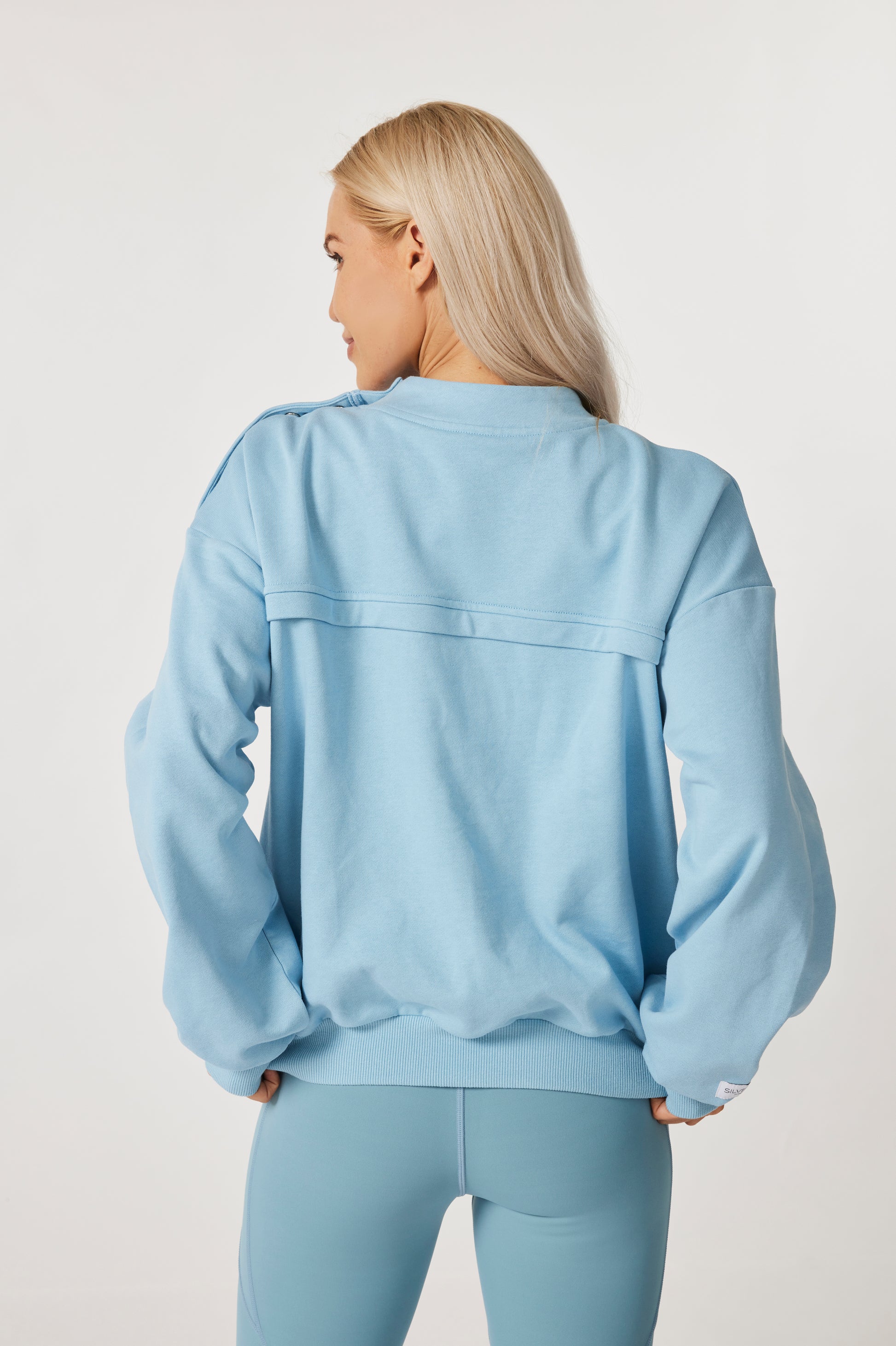 Relaxed Two-way Oversized Sweatshirt - Calm Blue-SILVERWIND